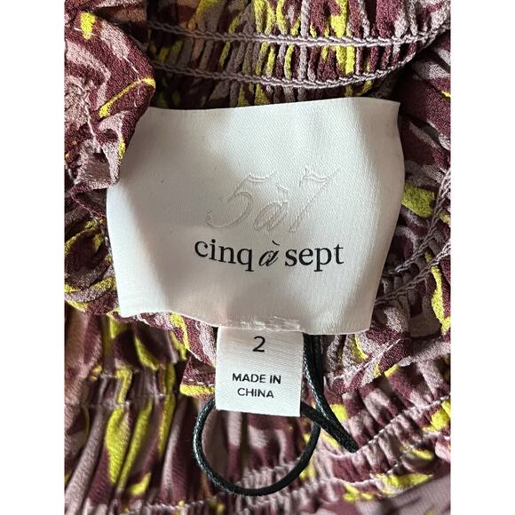 Cinq a Sept dress Amari rose print long sleeve chiffon midi size 2 - Picture 7 of 9